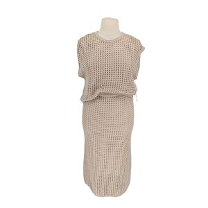 19985 NEW Steve Madden Crochet Top Skirt Set Tan Size XL/XXL bohemian resortwear